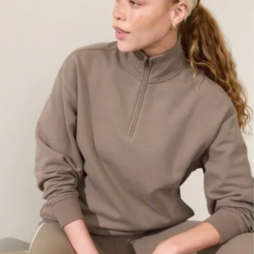 Athleta Forever Fleece Quarter Zip Pullover